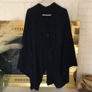 Navy blue wool poncho
